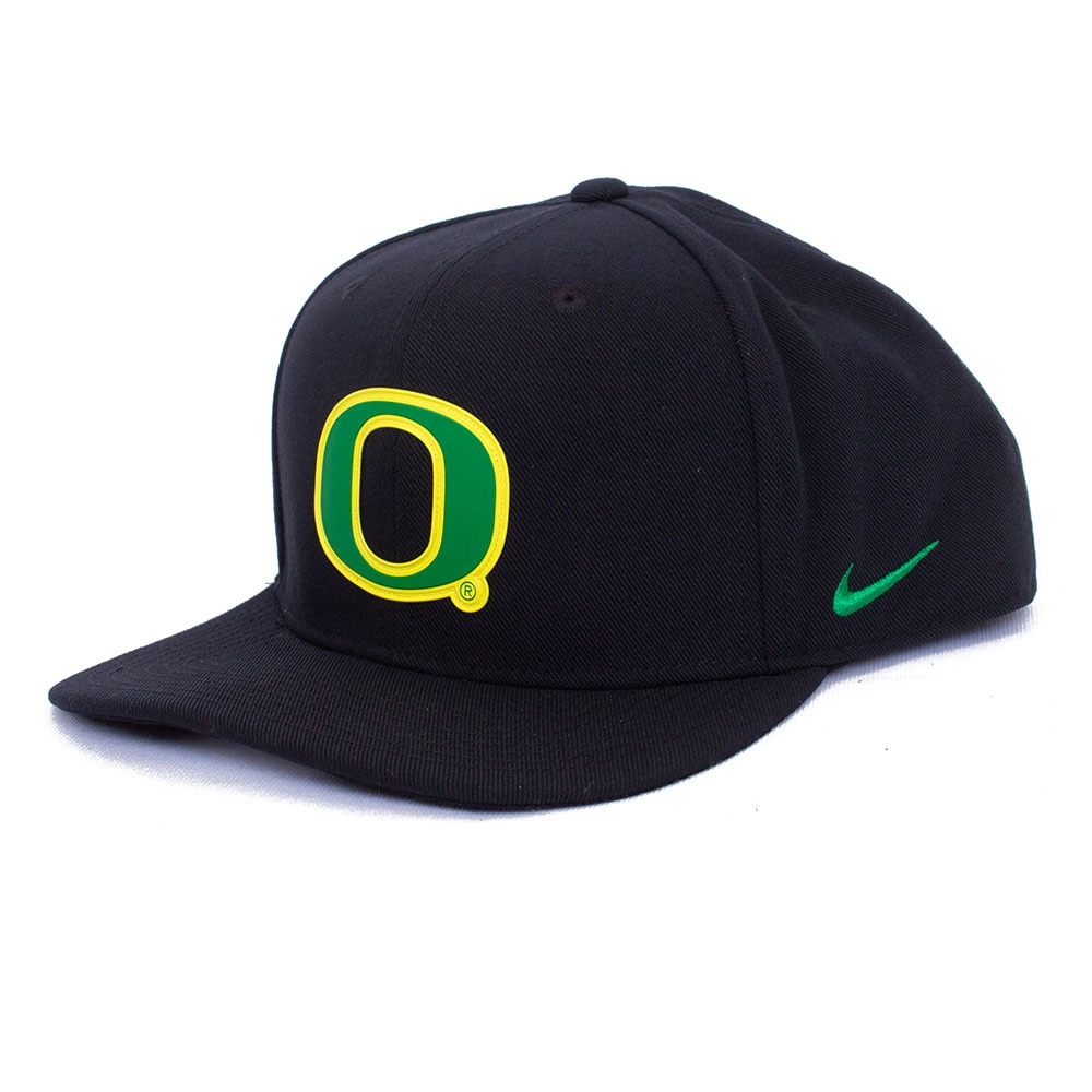 Classic Oregon O, Nike, Black, Flatbill, Performance/Dri-FIT, Accessories, Unisex, Football, Pro, Structured, Square Bill, Sideline, Adjustable, Hat, 799117